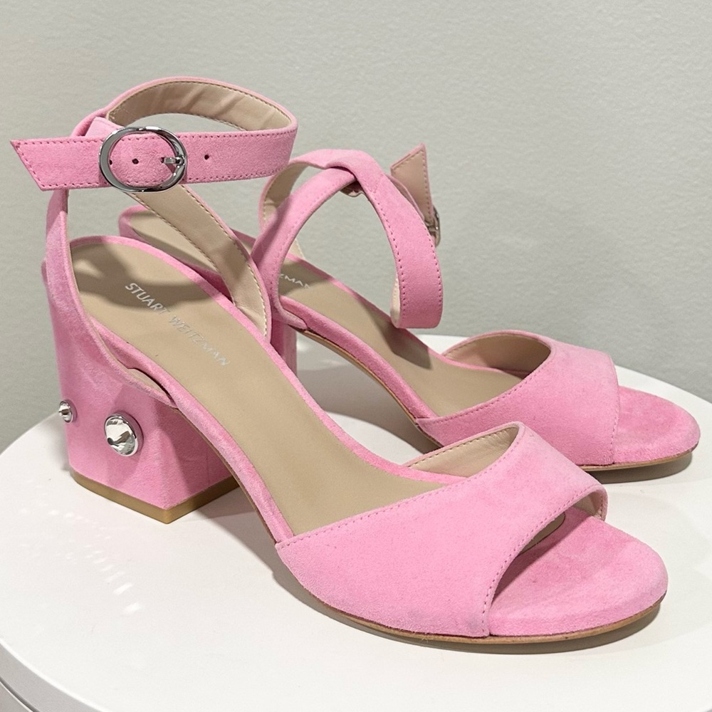 🌹STUART WEITZMAN 🌹 Allshine 75 Crystal-Embellished Suede Sandals Size: 6B - Picture 5 of 10